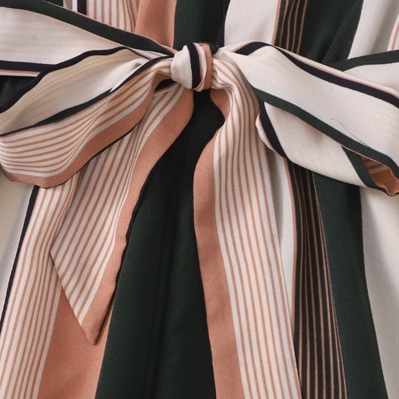 Self Belted Striped Romper - Picture 3 of 4